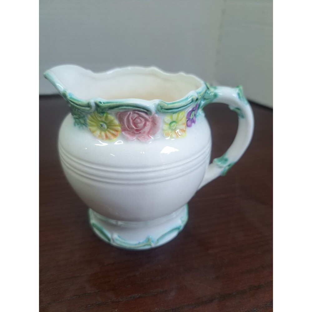 Vintage 1988 Haldon Group White Creamer With Floral Accent